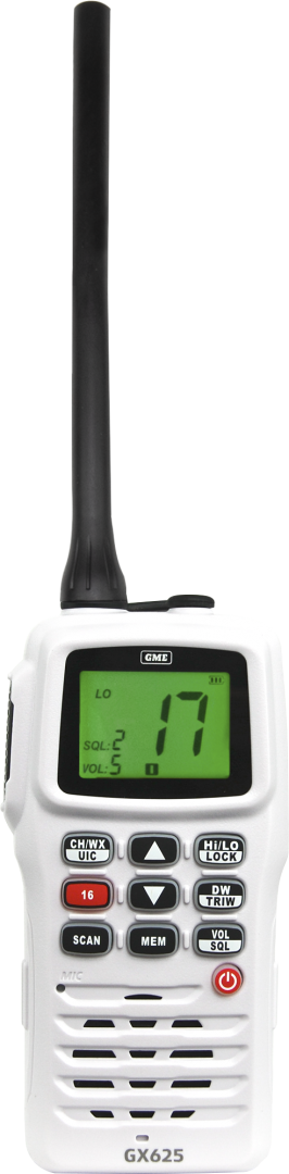 GX625W 5/1 Watt Handheld VHF Marine Radio - White | Genuine GME Electronics