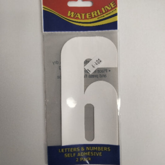 547256 Boat Number 6 White 6" Pack of 2 | Vessel Identification Stickers