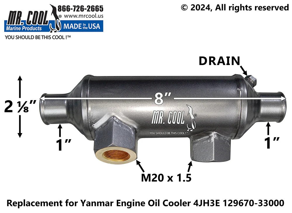 129670-33000 Aftermarket Yanmar 4JH3E Oil Cooler | Sawley's Select Marine Parts