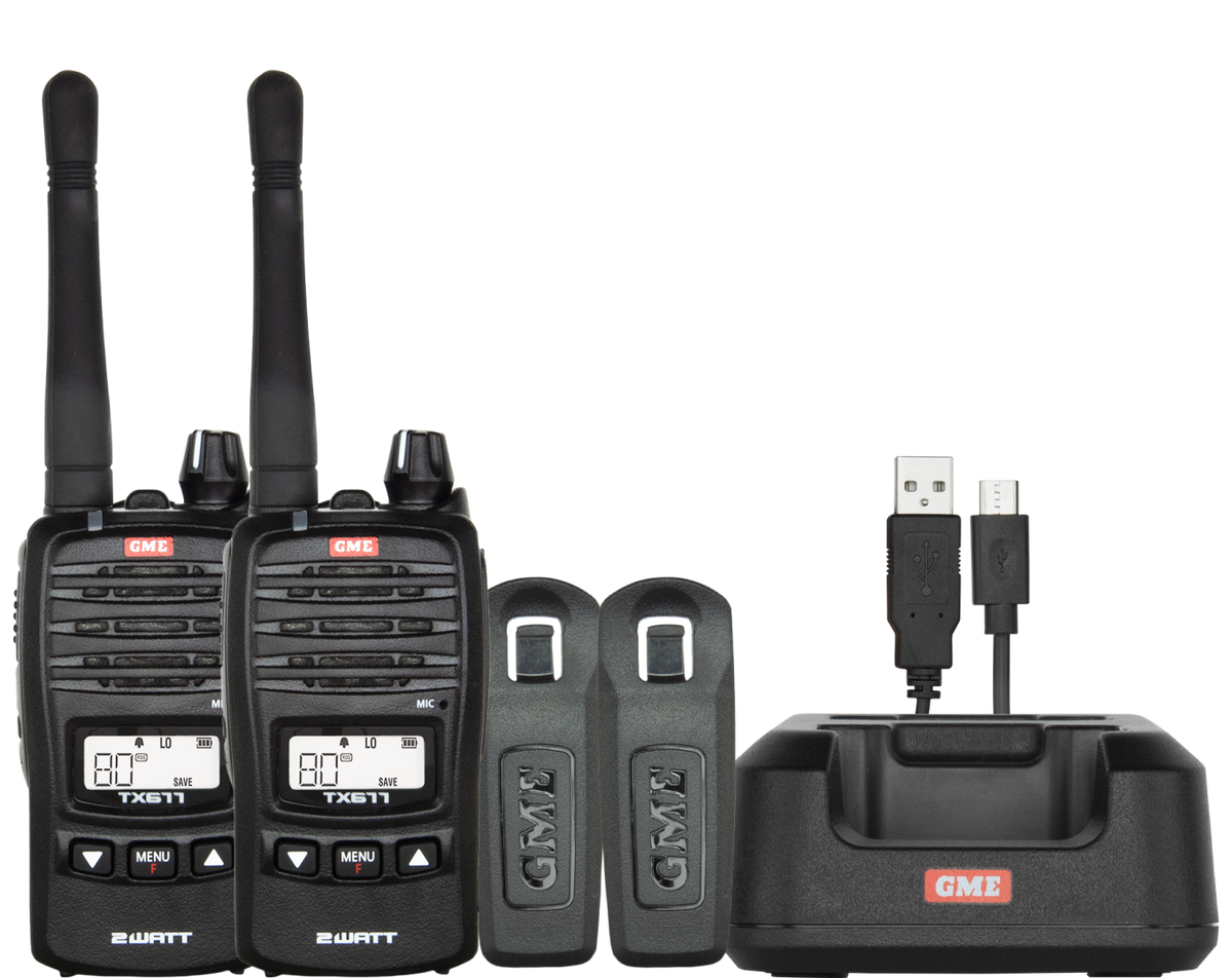 TX677TP 2 Watt UHF CB Handheld Radio - Twin Pack | Genuine GME Electronics