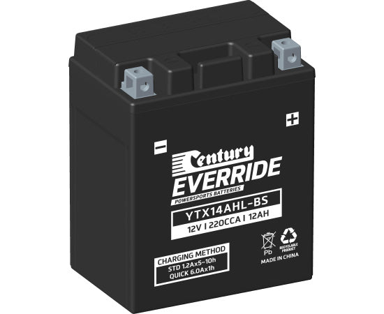 151122 Century EverRide YTX14AHL-BS Hi Performance AGM - YTX Battery | Genuine Century Battery