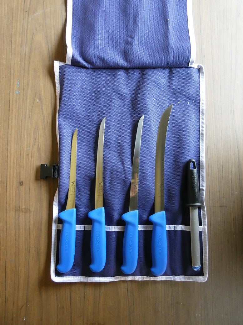 VICFIS2_Blue Victory Knives - Knife Roll For Offshore/Large Fish (Blue Progrip Handles) | Fishing & Outdoor Knife