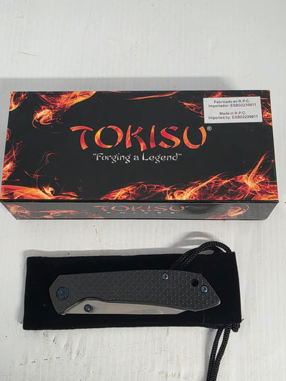 AL18451 Tokisu 6.6cm Stainless Steel Folding Knife (G10 Carbon Handle With Clip)