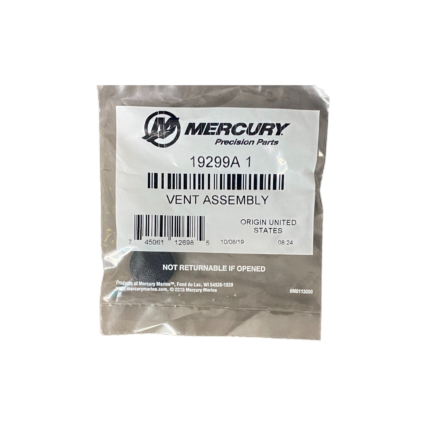 19299A1 Mercury MerCruiser Vent Assembly | Genuine Quicksilver OEM Part