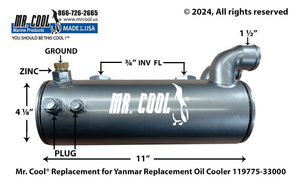 119775-33000 Aftermarket Yanmar 6LP/6LPA Oil Cooler | Sawley's Select Marine Parts
