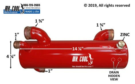 2C240 Aftermarket Ford Lehman M-Super90/SP90 Heat Exchanger 4 x 14.25 in | Sawley's Select Marine Parts