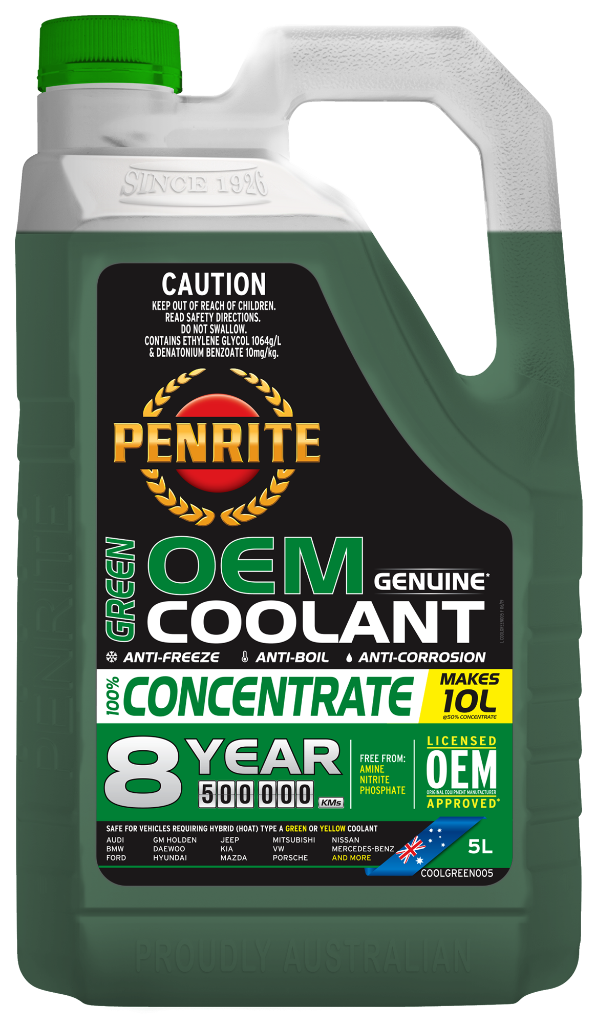 COOLGREEN005 Green Coolant Concentrate 5L