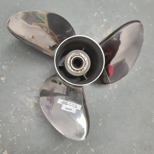 0763929 Evinrude/Johnson Viper 13 7/8 x 15 Stainless Steel Propeller – 13 Spline | Genuine Used Part