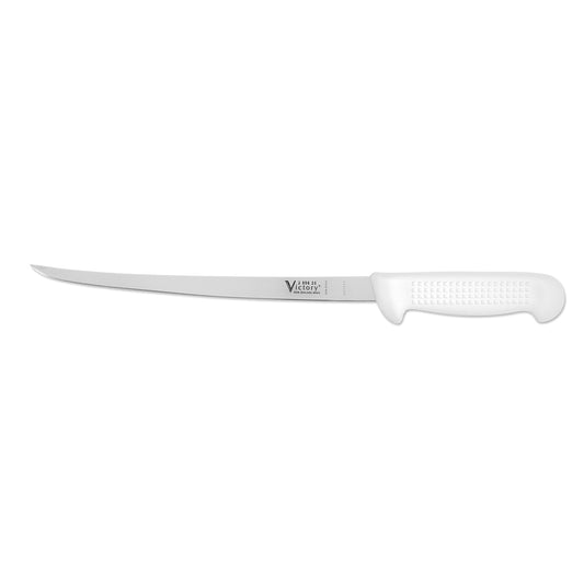 250625115 2.5mm x 25cm Stainless Steel Narrow Filleting Knife (White Plastic Handle) | Fishing & Outdoor Knife