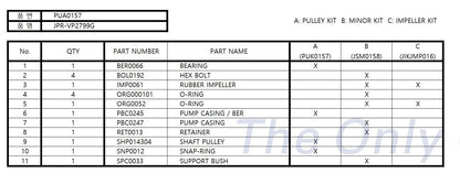 JPR-VP2799G Volvo Penta 4.3, 5.0, 5.7, V8, V6, GL GXI Seawater Pump 21212799 / 3812519 Replacement