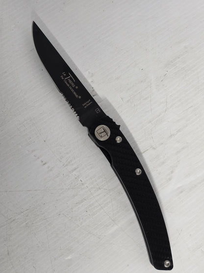 CD.171.03N Claude Dozorme 11cm Teflon Stainless Steel Pocket Knife (Liner Lock, Black Carbon Handle)
