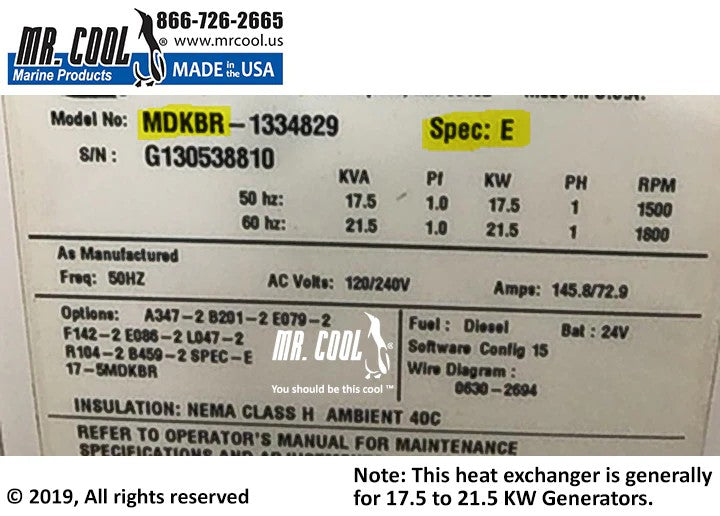 MEC 130-7489-02CN Aftermarket Onan MDKD/MDKB Heat Exchanger | Sawley's Select Marine Parts