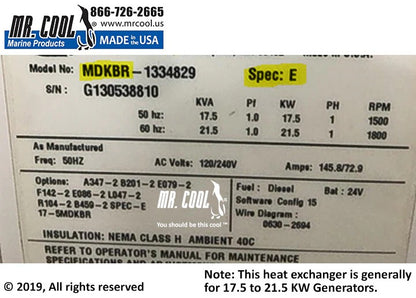 MEC 130-7489-02CN Aftermarket Onan MDKD/MDKB Heat Exchanger | Sawley's Select Marine Parts