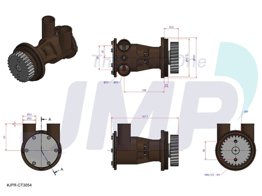 JPR-CT3054 Aftermarket Caterpillar 3054/3056 & Perkins M92B Seawater Pump | Sawley's Select Marine Parts