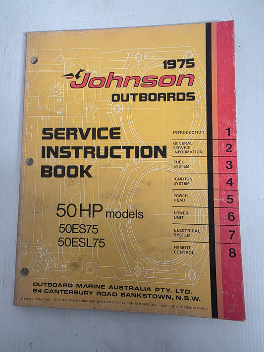 1975 Johnson 50HP Service Manual | Genuine Used Manual