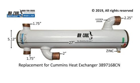 4058345CN / 3897168 Aftermarket Cummins 6CTA Heat Exchanger | Sawley's Select Marine Parts