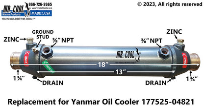 177525-04821 / 117524-04820 Aftermarket Yanmar 6LY3-STP KMH61A Oil Cooler | Sawley's Select Marine Parts