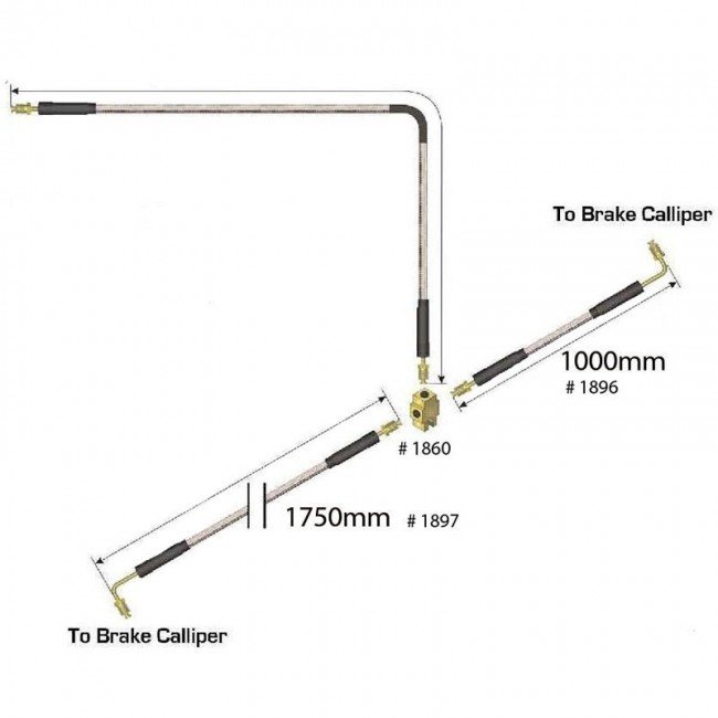 1887 Dunbier Brake Line Braided Stainless Steel Kit to 5.8M