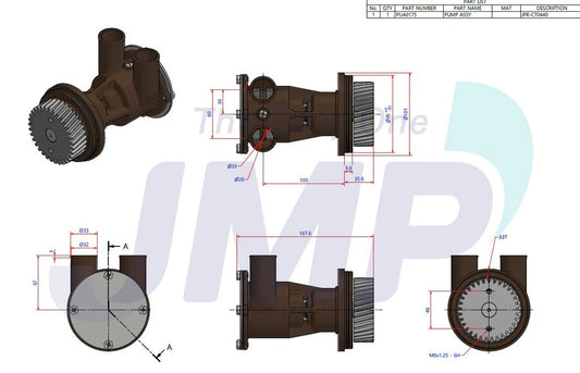 JPR-CT0440 Aftermarket Caterpillar C4.4 Seawater Pump | Sawley's Select Marine Parts