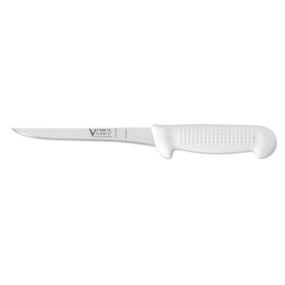 V5700015115P Victory Knife- 1.5mm x 15cm Stainless Steel Flexible Straight Filleting Knife, Hang Sell (White Plastic Handle) | Fishing & Outdoor Knife