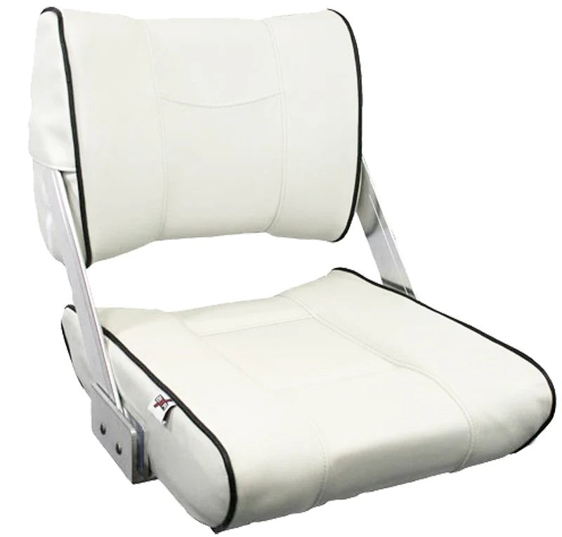 632307 Axis Flip Flop Boat Seat White w/Black Piping | Boat Seating