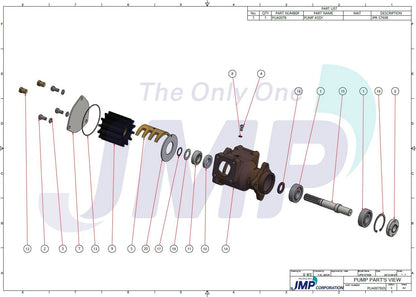 JPR-S7608 Cummins QSB Seawater Pump (Sherwood P2701, P2706, P2708) replacement JMP JPR-S7608
