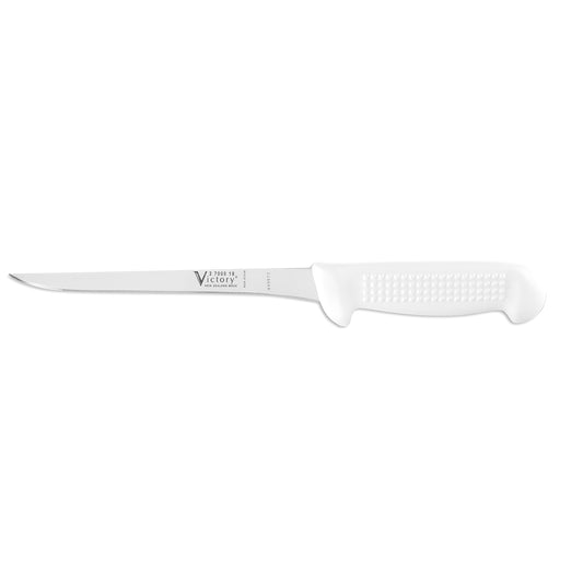 2700018115 - Victory 2.5mm x 18cm S/S Narrow Boning Knife (White Plastic Handle) | Fishing & Outdoor Knife
