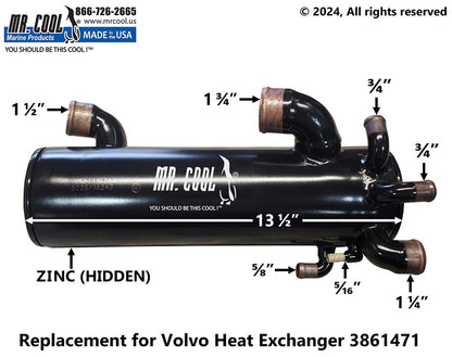 3861471 Volvo Penta Small Block Heat Exchanger 3861471 Replacement