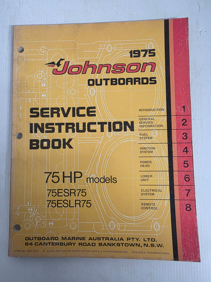 1975 Johnson 75HP Service Manual | Genuine Used Manual