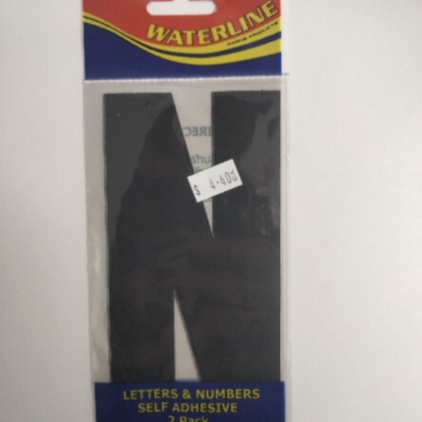 54721N Boat Letter N Black 6" Pack of 2 | Vessel Identification Stickers