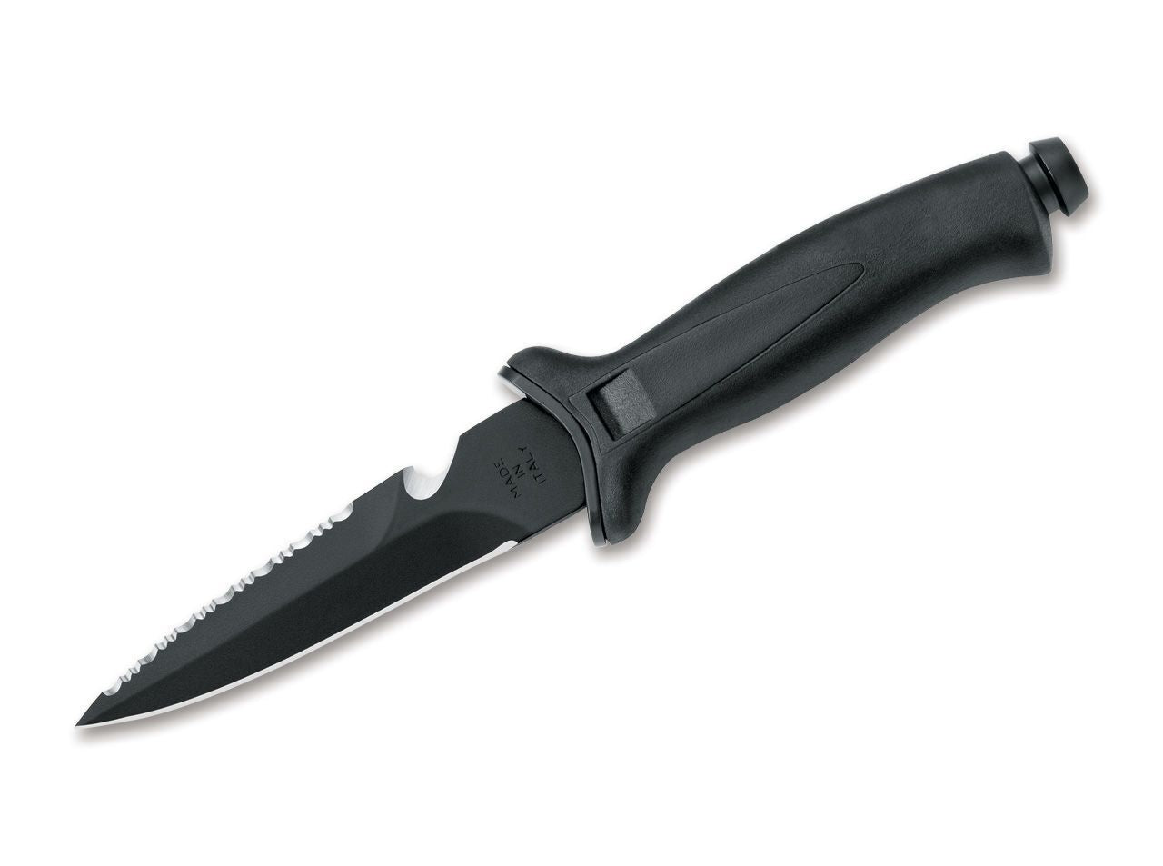 MAQUATYS2 -Maserin MAquatys2 - 12cm Black Stainless Steel Aquatys Diving Knife (Black Plastic Handle & Sheath)