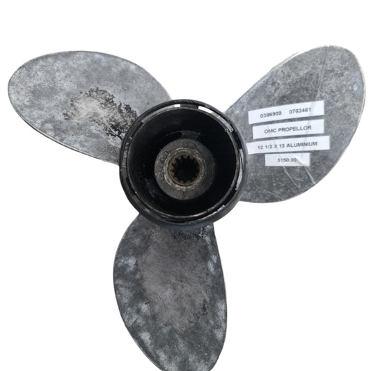 0386909 0763461 Evinrude/Johnson 12 1/2 x 13 Aluminium Propeller – 13 Spline | Genuine Used Part