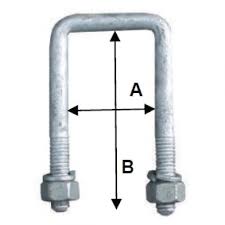 2191B Dunbier U-Bolt Square 24 x 60 x 10mm | Marine Trailer Part