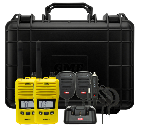 TX6165YTP 5/1 Watt UHF CB Handheld Radio including Accessories - Twin Pack - Yellow