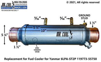 119773-55750 Yanmar 4LHA, 6LP(A) Fuel Cooler 119773-55750 Replacement 119773-55750 / 55800