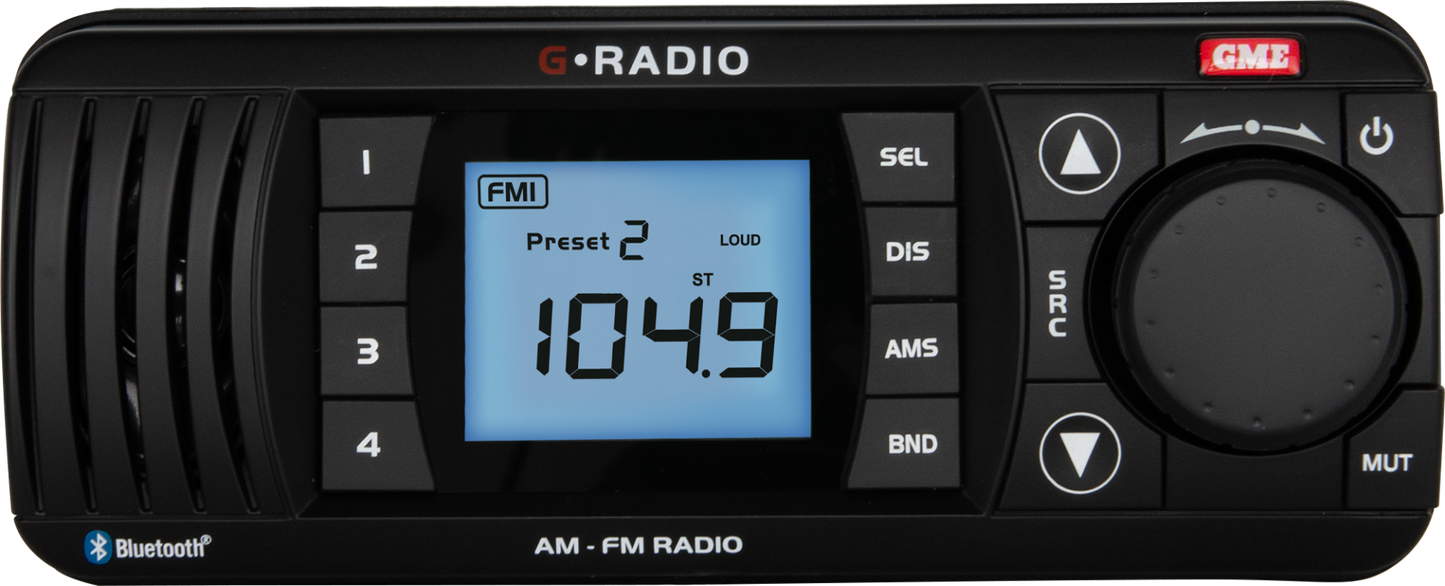GR300BTB Bluetooth AM/FM Marine Stereo - Black | Genuine GME Electronics
