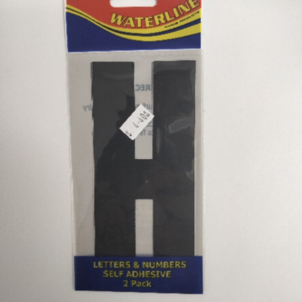 54721H Boat Letter H Black 6" Pack of 2 | Vessel Identification Stickers