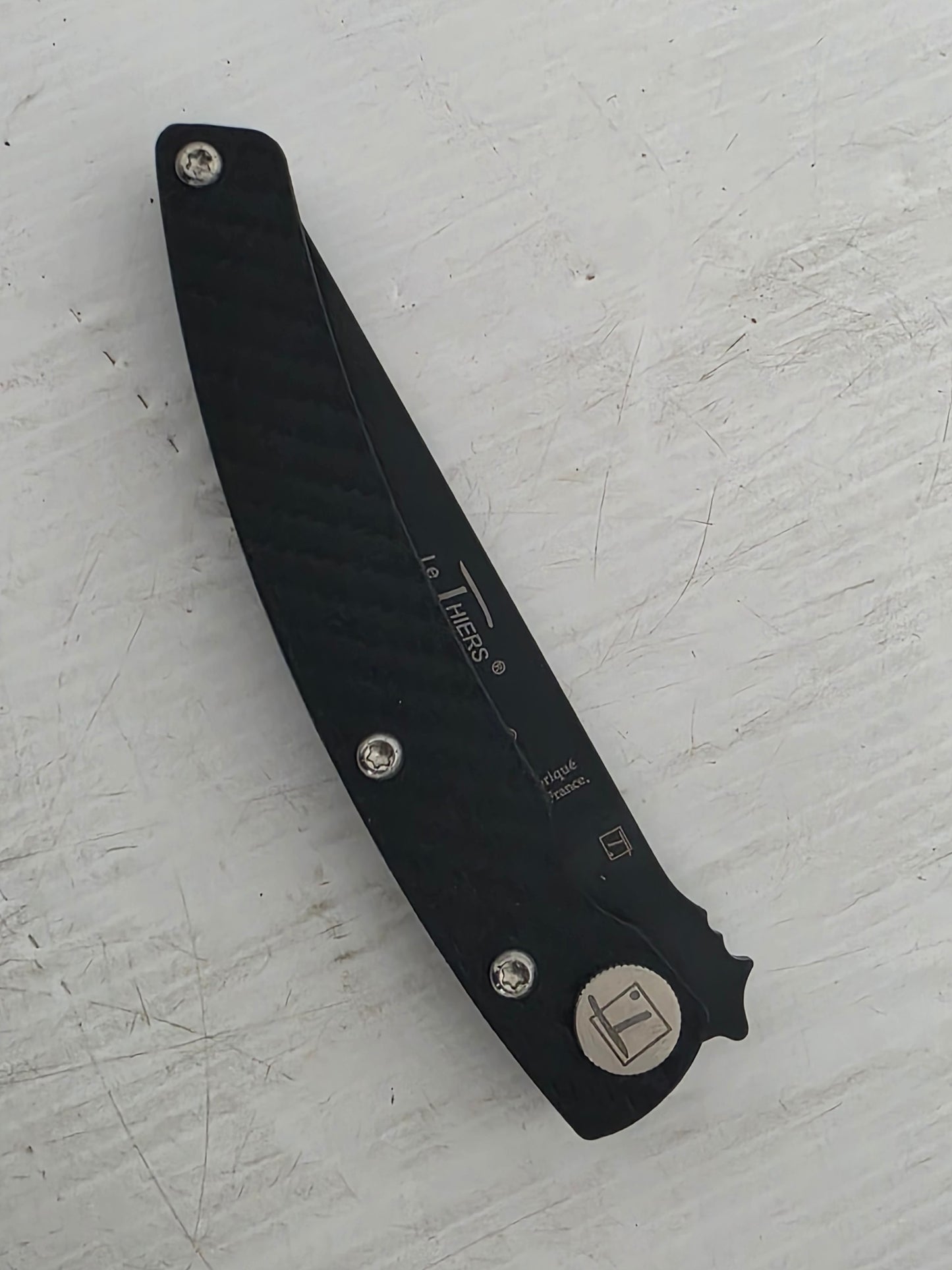 CD.171.03N Claude Dozorme 11cm Teflon Stainless Steel Pocket Knife (Liner Lock, Black Carbon Handle)