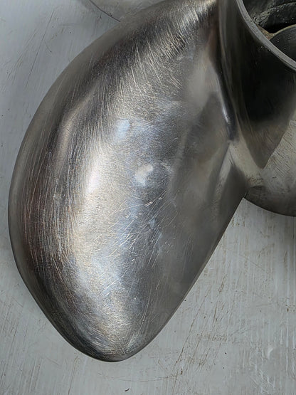 8M0123408 MerCruiser Bravo Three 15 1/2 x 24 LH Four-Blade Stainless Steel Front Propeller | Genuine Used Part