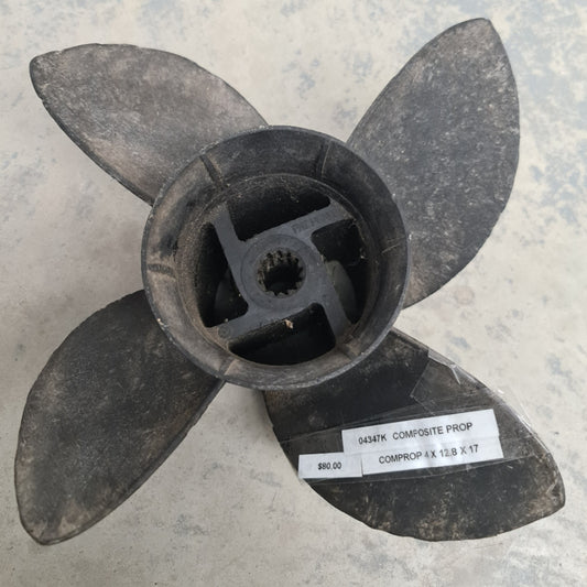 O4347K COMPROP 12.8 x 17 Four-Blade Composite Propeller – Evinrude/Johnson 13 Spline | Genuine Used Part