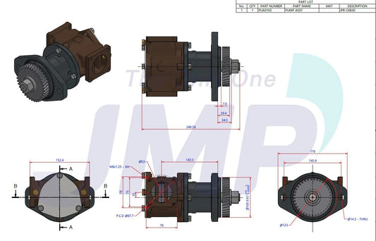 JPR-C0830 Aftermarket Cummins QSC 8.3/QSL 9.0 Seawater Pump Sherwood G2610X, G2603 | Sawley's Select Marine Parts