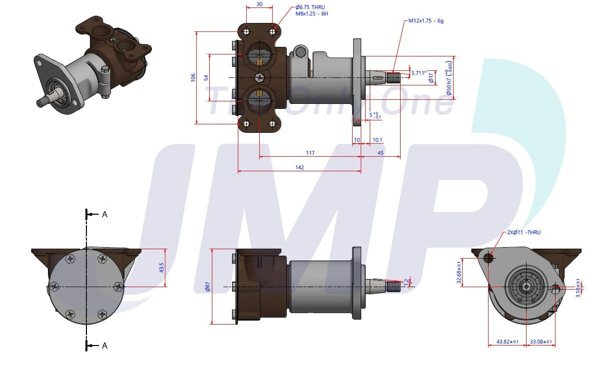 JPR-VP0050D Volvo Penta D5 D7 / Deutz BF4M-10103MC Seawater Pump Replacement JPR-VP0050D