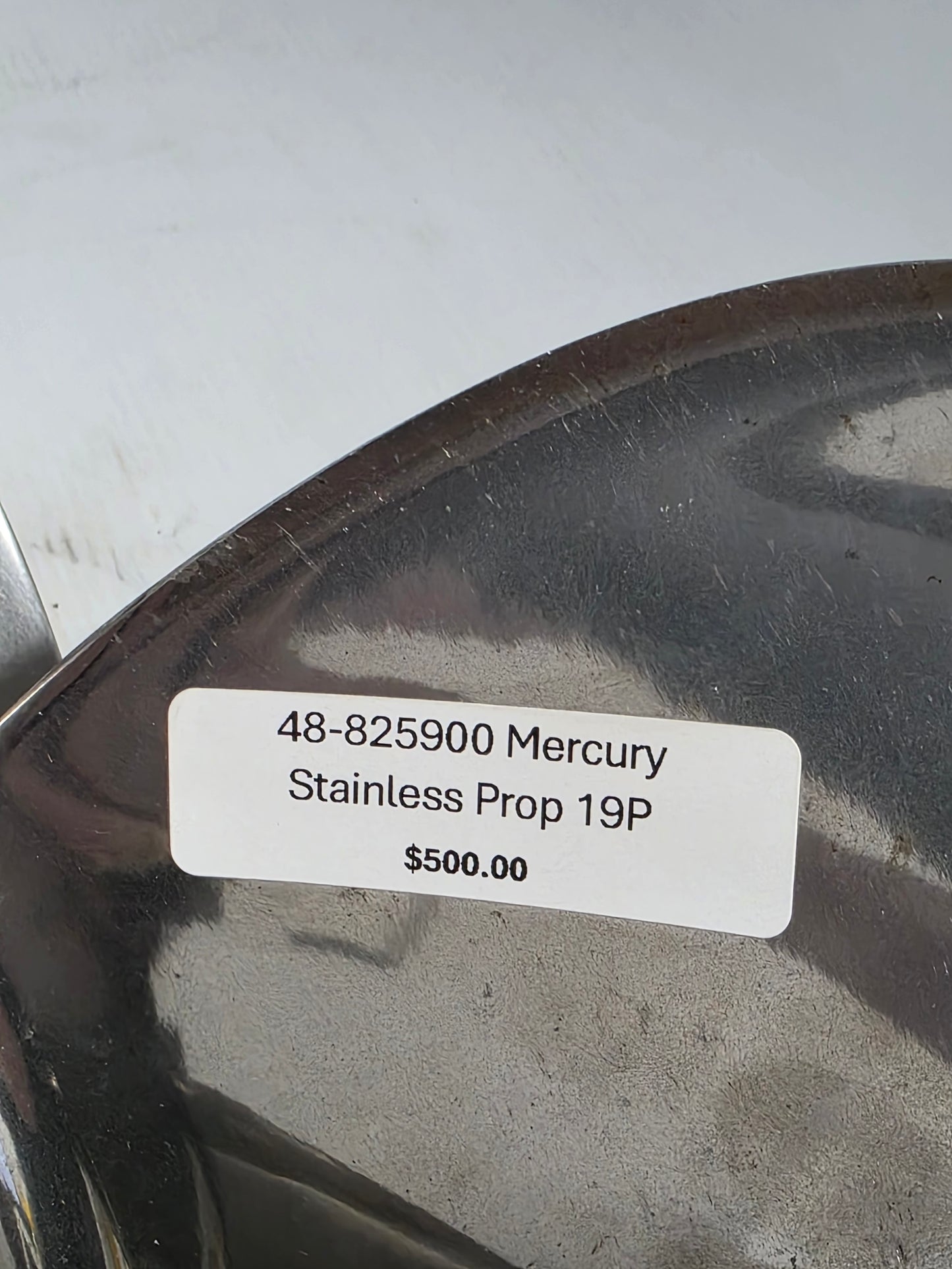 48-825900 48-825900A48 Mercury Vensura 14 x 19 Four-Blade Stainless Steel Propeller – RH 15 Spline | Genuine Used Part
