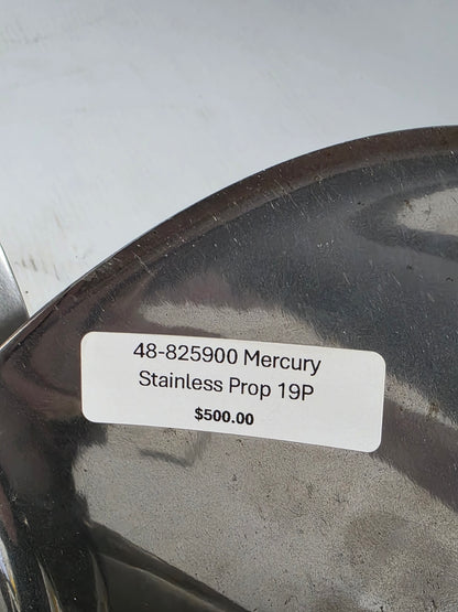 48-825900 48-825900A48 Mercury Vensura 14 x 19 Four-Blade Stainless Steel Propeller – RH 15 Spline | Genuine Used Part