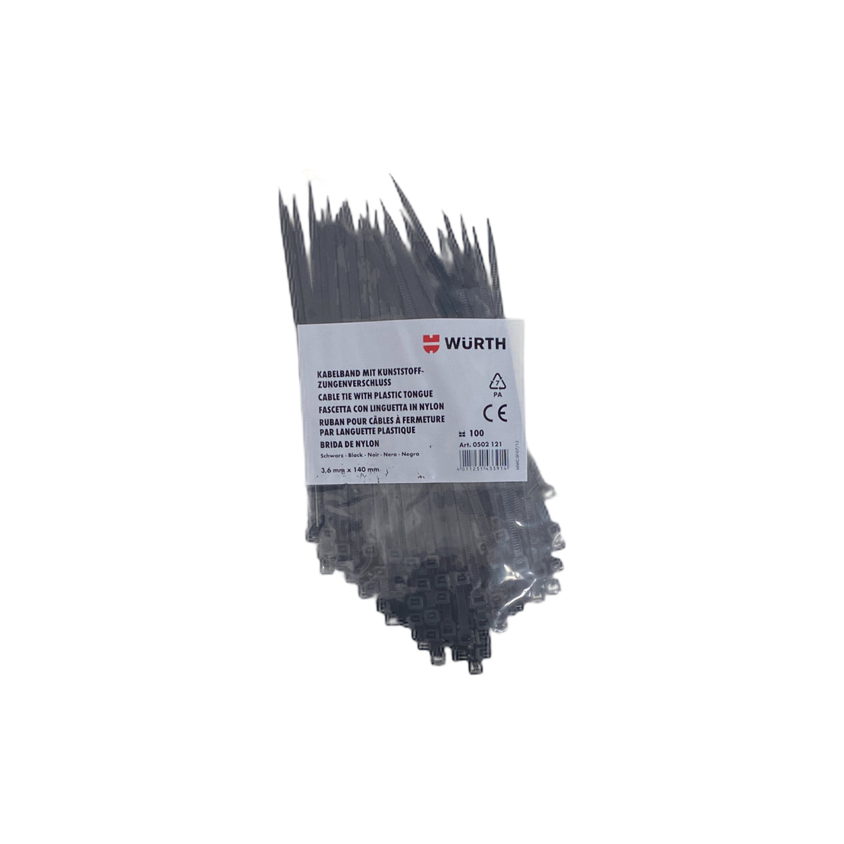 0502121 3.6mm x 140mm Cable tie (PK 100) | Genuine Wurth Product