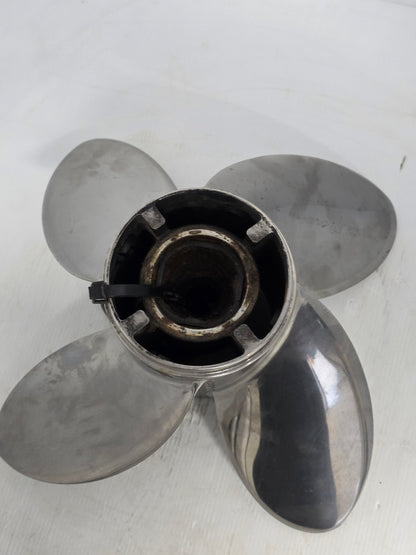 48-825900 48-825900A48 Mercury Vensura 14 x 19 Four-Blade Stainless Steel Propeller – RH 15 Spline | Genuine Used Part