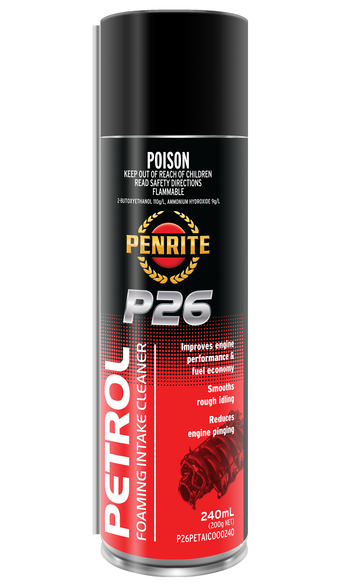 P26PETAIC000240 Penrite P26 Petrol Intake Cleaner 240mL | Genuine Penrite Lubricants