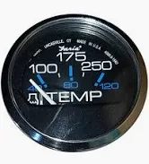 204670 Faria Chesapeake Black 2" Water Temperature Gauge 100-250F (additional sender unit required) | Genuine Faria Gauge