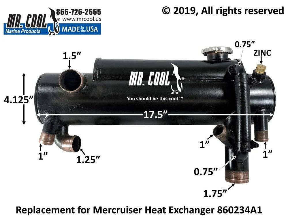 860234A1 Aftermarket Mercruiser 4.3L/5.0L/5.7L/6.2L Heat Exchanger | Sawley's Select Marine Parts
