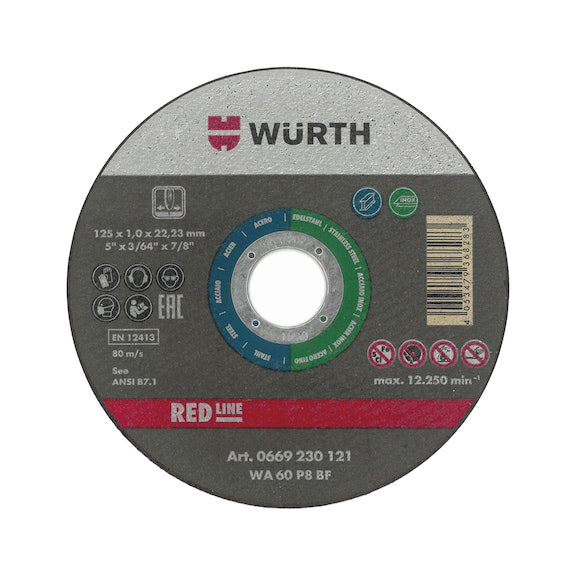 0669230121 Wurth Cutting Disc for Stainless Red Line - 25 Pack | Genuine Wurth Product